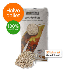 Houtpellets Agriselect Virgin Wood Voorkant Halve Pellet