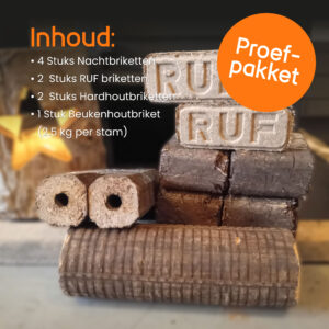 Proefpakket Nacht-, RUF- en Hardhout Houtbriketten