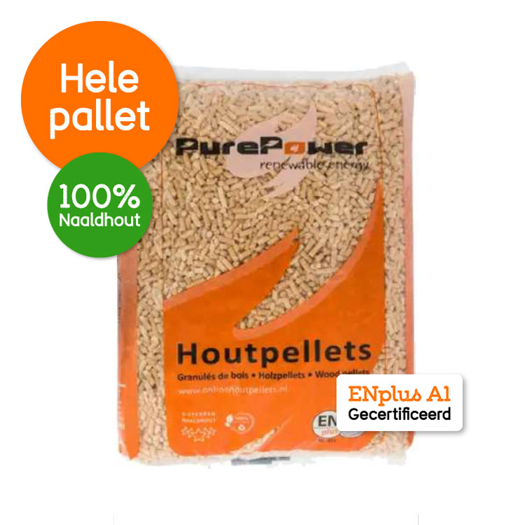 Pure Power ENplus A1 6 mm 5 Sterren Naaldhout 88 x 10 KG Voorkant 10 Zakken